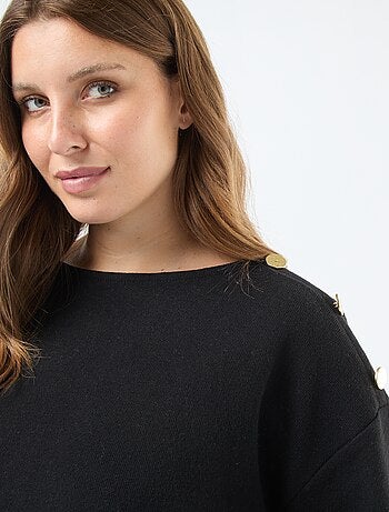 Tee-shirt maille doudou avec boutons dorés