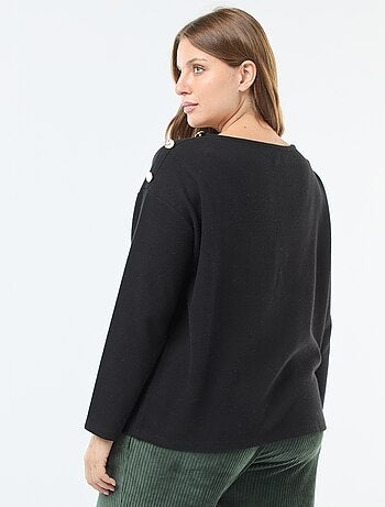 Tee-shirt maille doudou avec boutons dorés