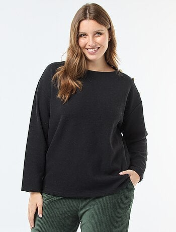 Tee-shirt maille doudou avec boutons dorés