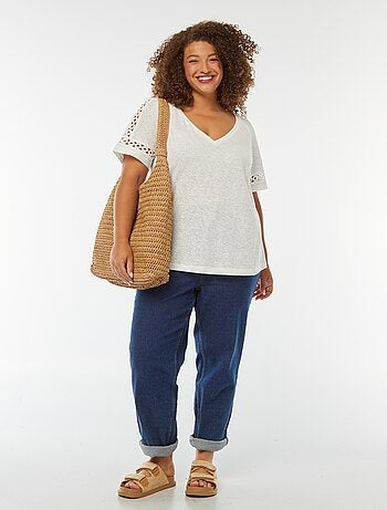 Tee-shirt maille moulinée avec détails macramé