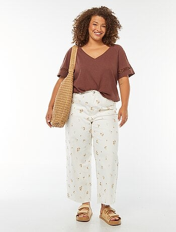 Tee-shirt maille moulinée avec détails macramé