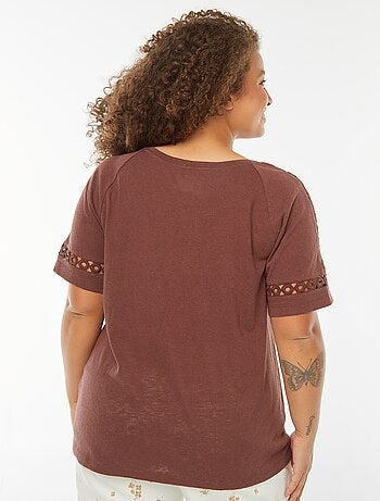 Tee-shirt maille moulinée avec détails macramé