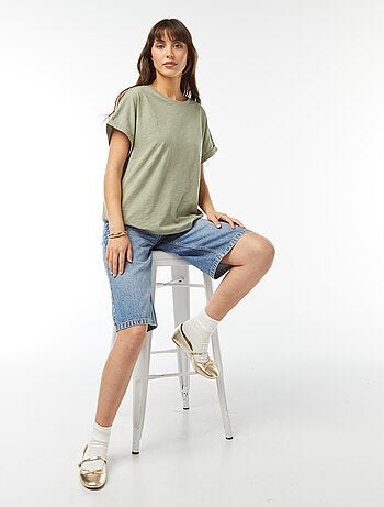 Tee-shirt manches courtes retroussées