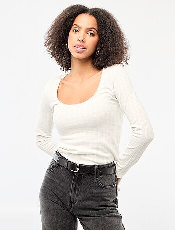 Tee-shirt manches longues pointelle