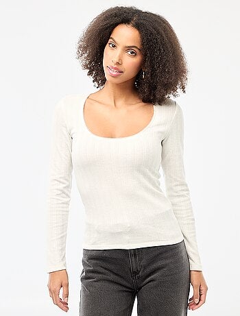 Tee-shirt manches longues pointelle