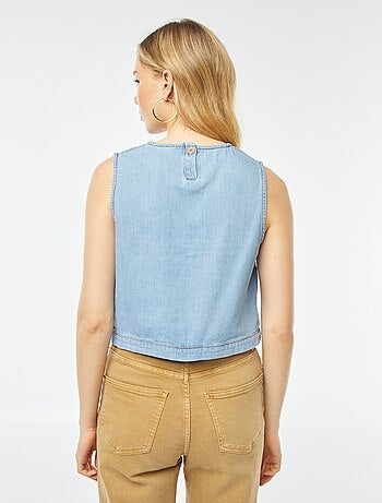 Top crop-top sans manches unie