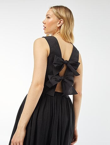 Top en lin mélangé avec nœuds