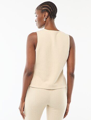 Top sans manches boutonné en maille doudou