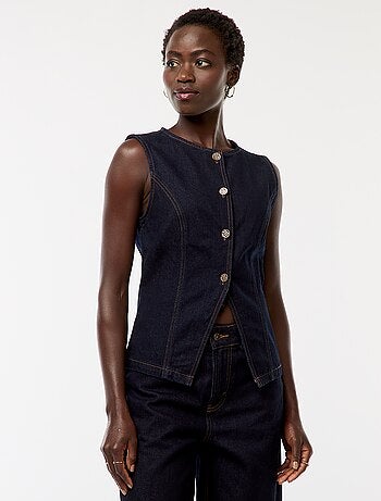 Top sans manches en denim