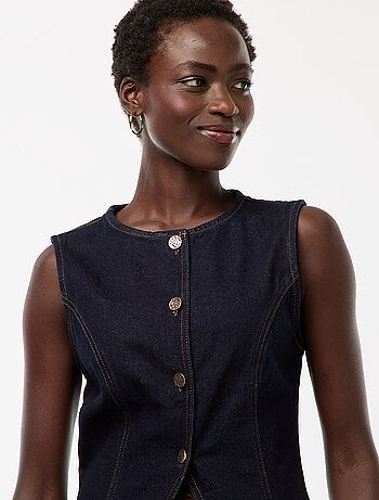 Top sans manches en denim