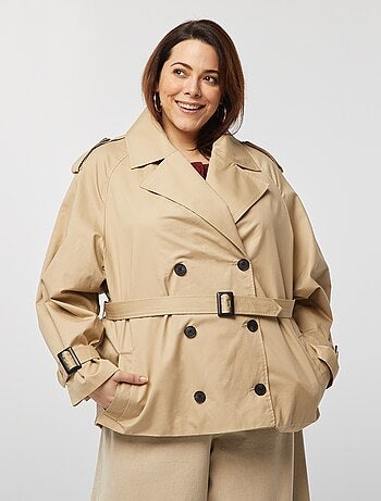 Trench court avec col tailleur
