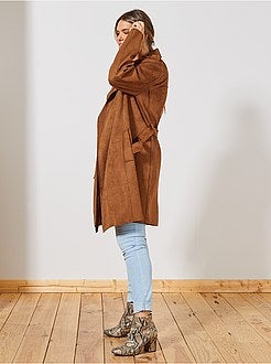 Trench en suédine avec ceinture - Kiabi