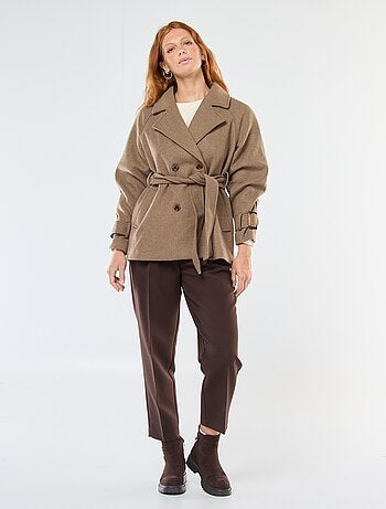 Trench façon lainage avec ceinture à la taille
