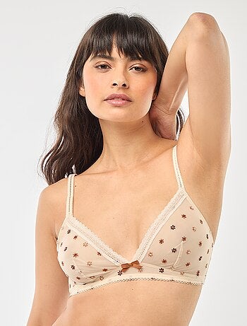 Triangle en tulle transparent fleuri