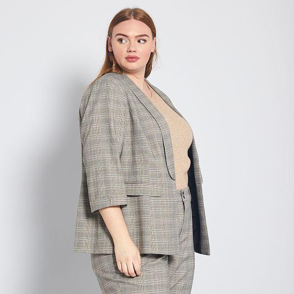 Veste blazer imprimée Grande taille femme - carreaux ...