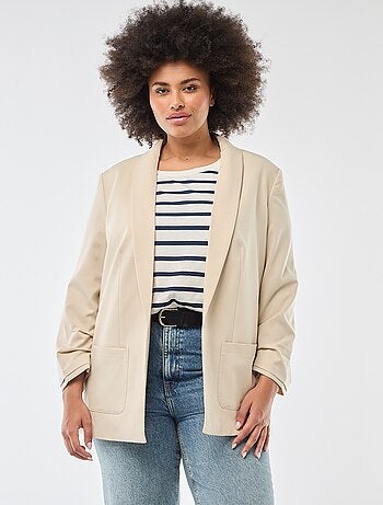 Veste blazer longue avec manches effet retroussé