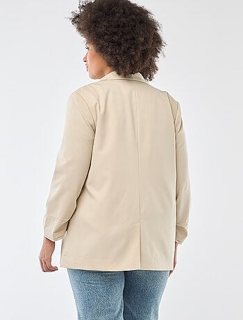 Veste blazer longue avec manches effet retroussé