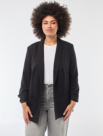 Veste blazer longue avec manches effet retroussé