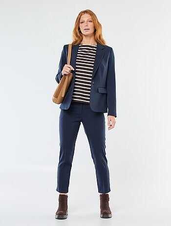 Veste blazer uni avec col crantée