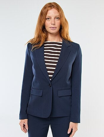 Veste blazer uni avec col crantée