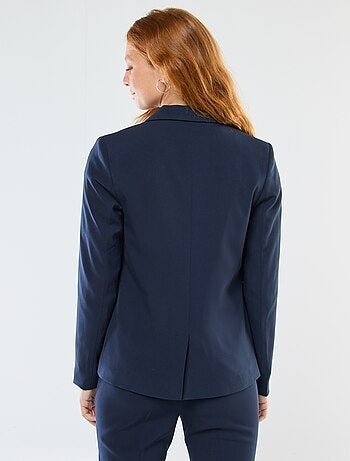 Veste blazer uni avec col crantée
