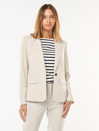 Veste blazer uni avec col crantée