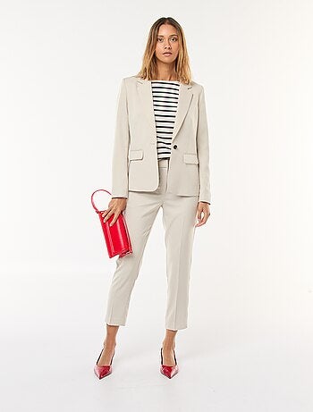 Veste blazer uni avec col crantée