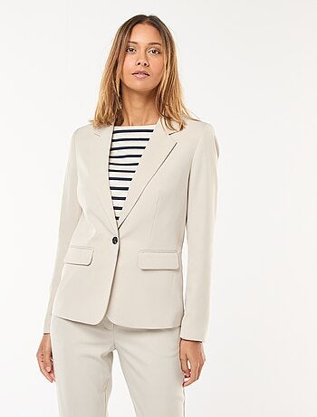 Veste blazer uni avec col crantée