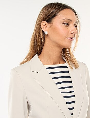 Veste blazer uni avec col crantée