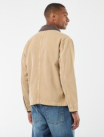Veste denim avec col en velours côtelé