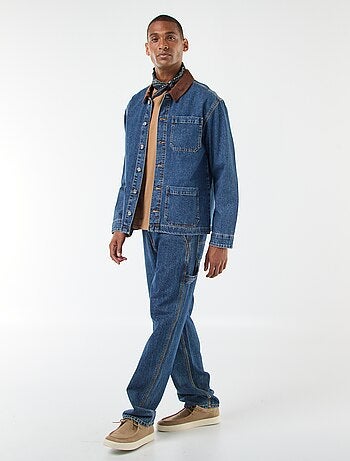 Veste denim avec col en velours côtelé