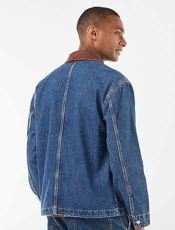 Veste denim avec col en velours côtelé