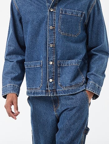 Veste denim avec col en velours côtelé