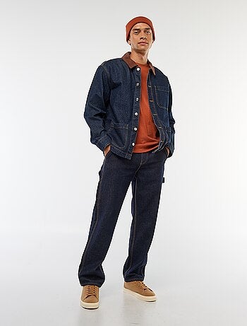 Veste denim avec col en velours côtelé