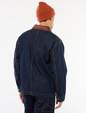 Veste denim avec col en velours côtelé