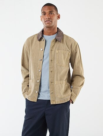 Veste denim avec col en velours côtelé