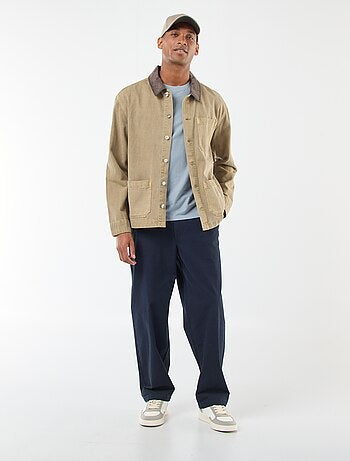 Veste denim avec col en velours côtelé