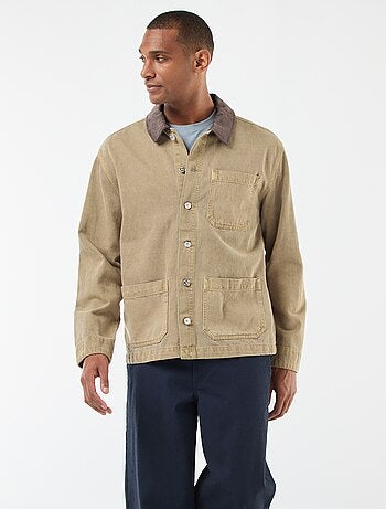 Veste denim avec col en velours côtelé