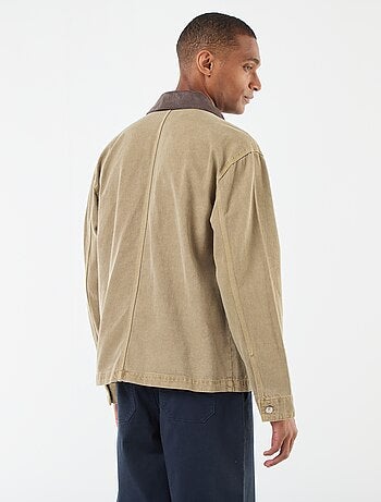 Veste denim avec col en velours côtelé