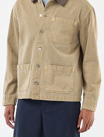 Veste denim avec col en velours côtelé