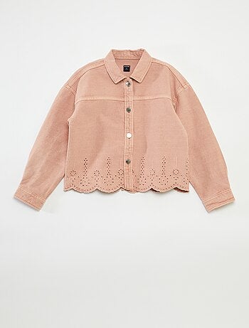Veste en denim avec broderie anglaise