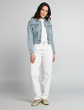 Veste en jean à manches longues avec poches poitrines à rabats