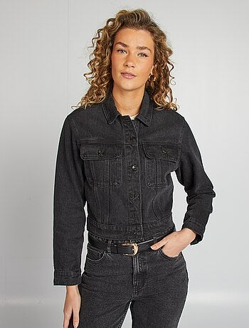 Veste en jean à manches longues avec poches poitrines à rabats