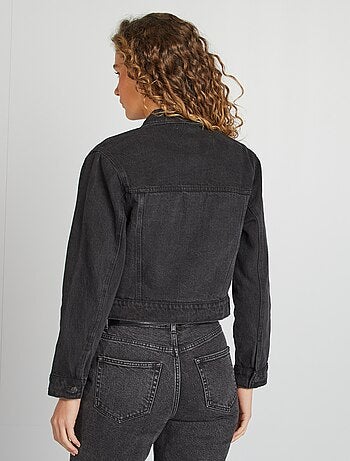 Veste en jean à manches longues avec poches poitrines à rabats