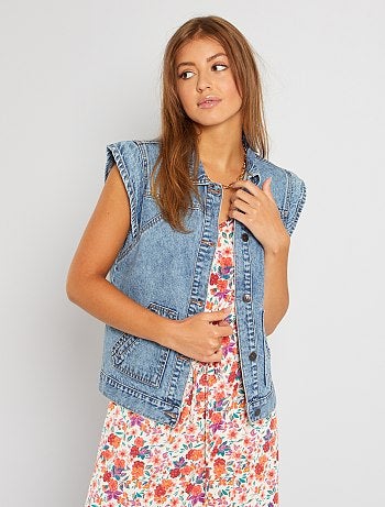 veste en jean sans manche femme kiabi