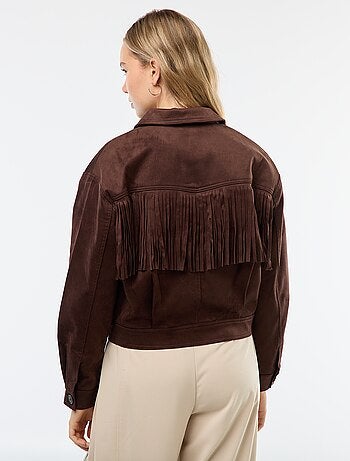 Veste en suédine avec franges coupe courte