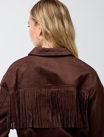 Veste en suédine avec franges coupe courte