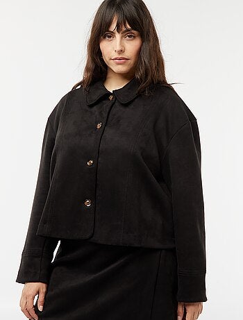 Veste en suédine boutonnée unie