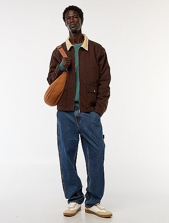 Veste en twill zippée avec col côtelé