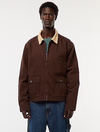 Veste en twill zippée avec col côtelé